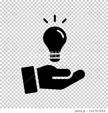 A silhouette icon of a hand and a lightbulb representing inspiration or an idea. A silhouette icon of a hand and a lightbulb representing inspiration or an idea. 142761658