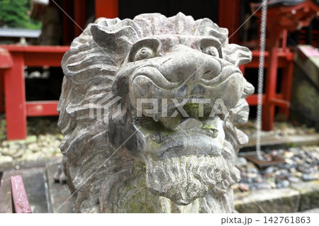 日光二山荒神社のライオンの狛犬の顔 142761863