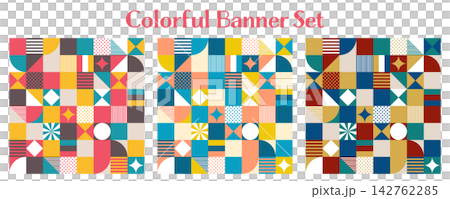 Banner Set - Geometric Pattern - Square Banner Set - Geometric Pattern - Square 142762285