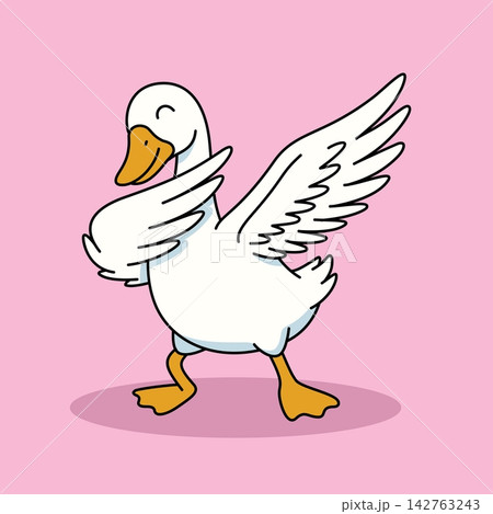 Vector illustration of a happy goose doing the dab dance. Vector illustration of a happy goose doing the dab dance. 142763243