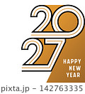 modern 2027 luxury line gold number design 142763335
