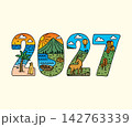 modern 2027 panorama number design 142763339