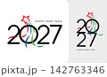 modern 2027 star ribbon number design 142763346