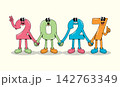character 2027 cartoon hand in hand number design 142763349