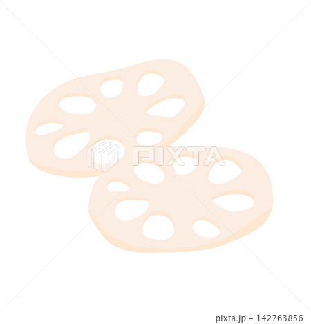 薄くスライスされた蓮根の輪切りのイラスト 薄くスライスされた蓮根の輪切りのイラスト 142763856