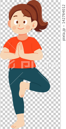 Girl Doing Tree Pose Yoga Girl Doing Tree Pose Yoga 142764012