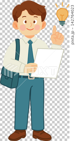 Businessman with Lightbulb Idea 142764023