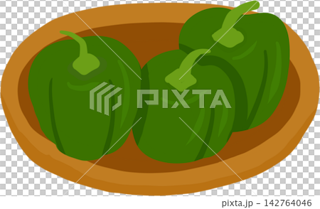 Green Bell Peppers in Basket Green Bell Peppers in Basket 142764046