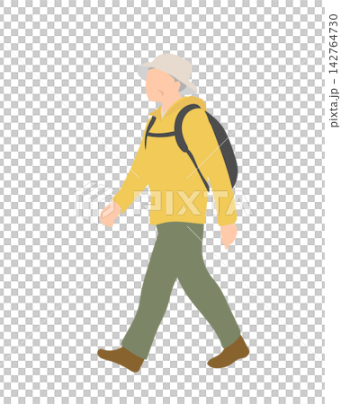 背著背包的老人在山上健行 背著背包的老人在山上健行 142764730