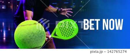Sport bet in tennis with player preparing to serve ball 142765274