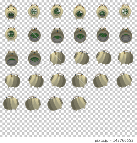 Sprite Sheet [7-panel comic strip featuring a pig-shaped mosquito coil holder that walks forward, backward, left, and right; 4 sets] (See profile for details) 142766552