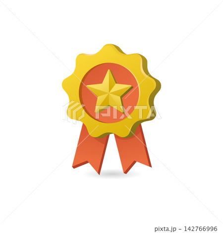 Gold Star Medal with Red Ribbons Symbolizing Achievement and Recognition Gold Star Medal with Red Ribbons Symbolizing Achievement and Recognition 142766996