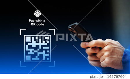 Online payment process using a smartphone to scan a QR code for a transaction Online payment process using a smartphone to scan a QR code for a transaction 142767604