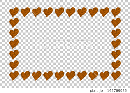 [Yellow heart horizontal frame] Hand embroidered illustration material 142769986