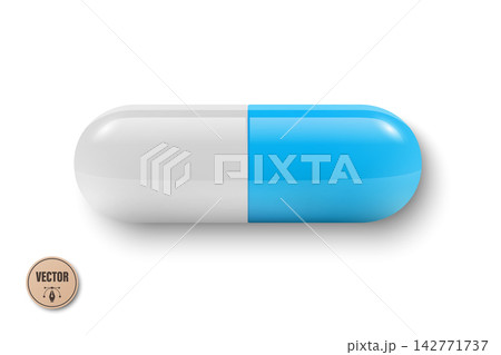 Capsule Pill Vector Illustration. 3d Blue Capsule Pill. Medicine Capsule Icon for Pharmacy, Medication, Supplement, Healthcare, Treatment, Drug Design, Medical Clipart Capsule Pill Vector Illustration. 3d Blue Capsule Pill. Medicine Capsule Icon for Pharmacy, Medication, Supplement, Healthcare, Treatment, Drug Design, Medical Clipart 142771737