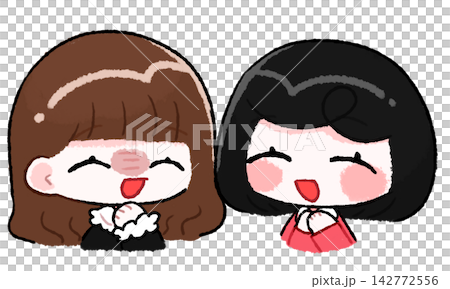An illustration of two women who appear to be friends but are actually rivals—a frenemy. An illustration of two women who appear to be friends but are actually rivals—a frenemy. 142772556