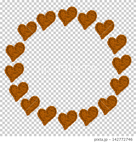[Yellow heart-shaped round frame] Hand-embroidered illustration material 142772746