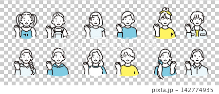 簡單插圖:一組不同年齡的男孩和女孩的向量圖標,他們緊握拳頭,擺出堅定的姿勢。 簡單插圖:一組不同年齡的男孩和女孩的向量圖標,他們緊握拳頭,擺出堅定的姿勢。 142774935