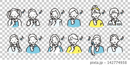 簡單插圖:一套不同年齡層男孩女孩的快樂圖示(向量圖) 簡單插圖:一套不同年齡層男孩女孩的快樂圖示(向量圖) 142774938