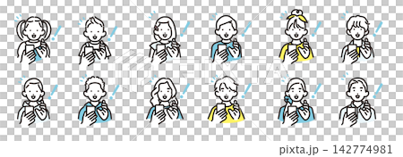 Simple illustrations: A set of vector icons of boys and girls of various ages happily looking at smartphones. Simple illustrations: A set of vector icons of boys and girls of various ages happily looking at smartphones. 142774981