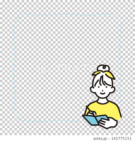 Simple illustration: Elementary school girl taking notes (vector illustration) Simple illustration: Elementary school girl taking notes (vector illustration) 142775151