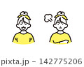 シンプル　イラスト　笑顔と怒った表情の小学生の女の子2種類セット ベクターイラスト 142775206