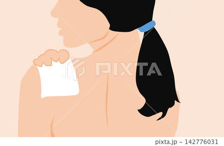 肩にシップを貼る女性のイラスト 肩にシップを貼る女性のイラスト 142776031