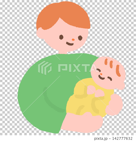 父親抱著嬰兒的插圖 142777632