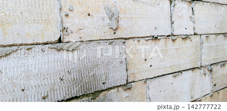 White Aerated Autoclaved Concrete Block Wall Background 142777722