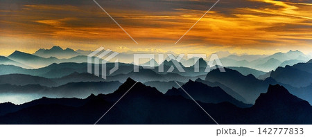 mountains on sunset mountains on sunset 142777833