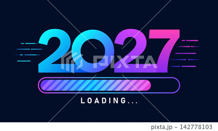 New Year 2027 loading countdown design with colorful gradient number New Year 2027 loading countdown design with colorful gradient number 142778103