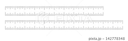 Measuring chart, ruler scale with 10 and 12 inches. Length measurement distance, height, math. Ten and twelve inches sewing tool template 142778348