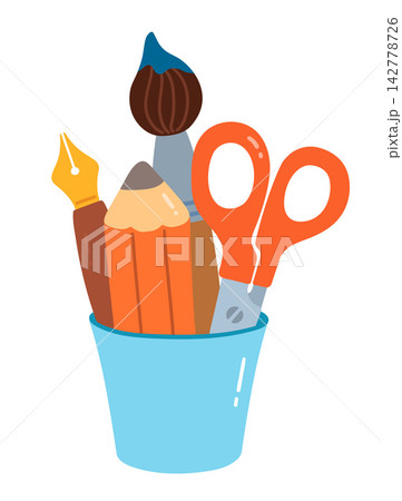 Art tools cup. Vector illustration. 142778726