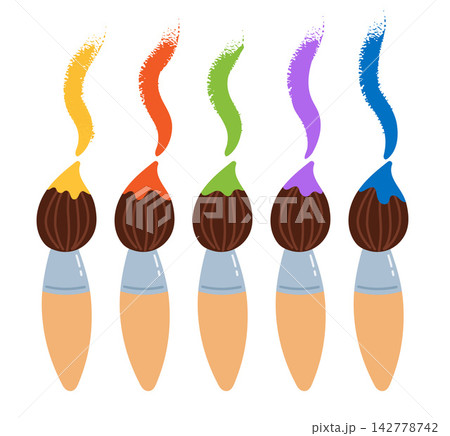Colorful paintbrush set. Vector illustration. 142778742