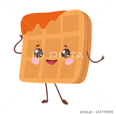 Cute Waffle Character Vector Illustration 142778908