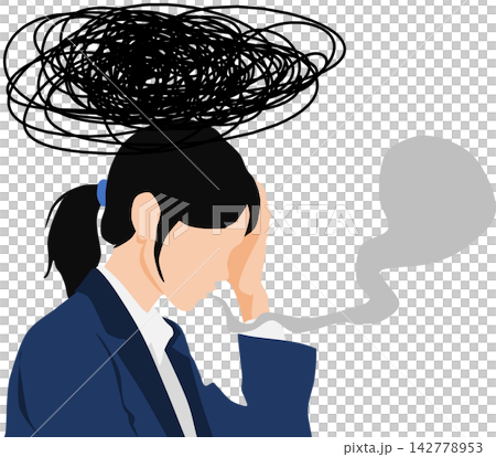一位職業倦怠的女商人的插圖。 一位職業倦怠的女商人的插圖。 142778953