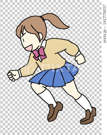 跑步女學生的插圖 跑步女學生的插圖 142779037
