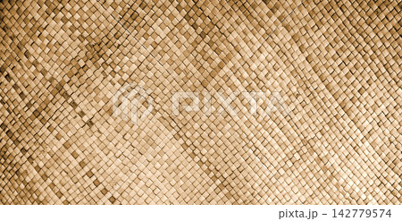 Natural woven bamboo mat texture background 142779574