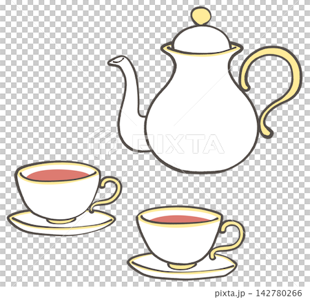 ティーセットのイラスト ティーセットのイラスト 142780266