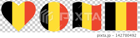 Belgium National Flags collection. Flag of Belgium in heart shape, waving flag, round flag in circle shape, rectangular flag. Belgium National Flags collection. Flag of Belgium in heart shape, waving flag, round flag in circle shape, rectangular flag. 142780492