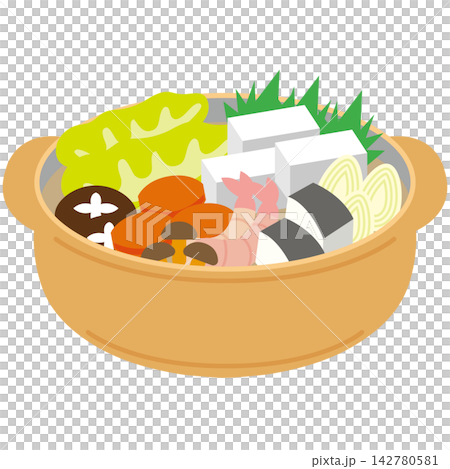 火鍋菜餚示意圖:裝滿食材的陶罐。冬季食物/火鍋食材。 火鍋菜餚示意圖:裝滿食材的陶罐。冬季食物/火鍋食材。 142780581