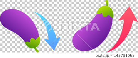 Erectile dysfunction cartoon eggplant with arrow illustration 142781068