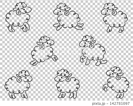 綿羊線條藝術插畫集 綿羊線條藝術插畫集 142781097