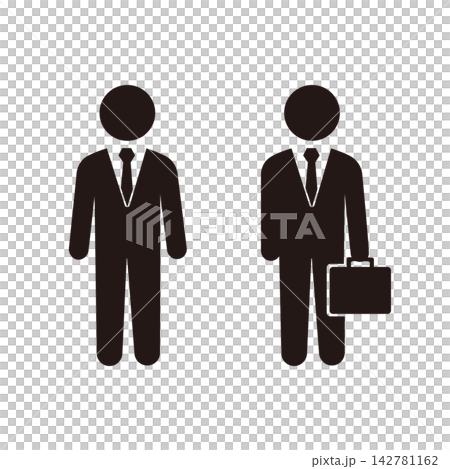 Silhouette icon of a businessman (standing pose, with/without bag) Silhouette icon of a businessman (standing pose, with/without bag) 142781162