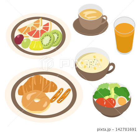 洋食の朝食セットのベクターイラスト 142781691