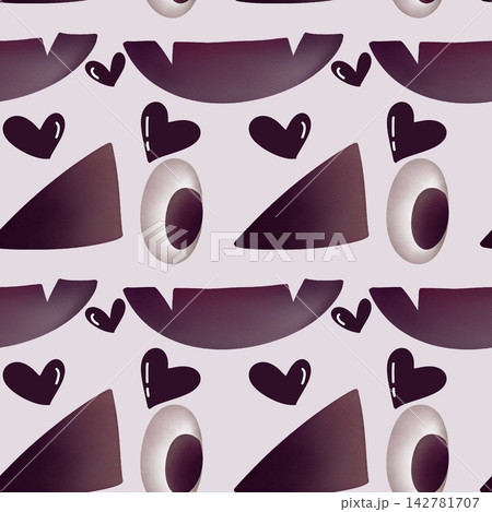 Seamless pattern Halloween evil face hand drawn illustration. Seamless pattern Halloween evil face hand drawn illustration. 142781707