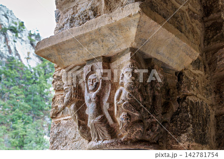 Abbey of Saint Martin du Canigou. Pyrenees-Orientales department in France, founded by monks of the Benedictine order 142781754