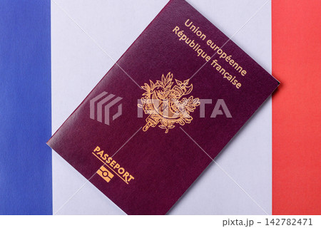 French passport for travel, immigration, education, and business. French passport 142782471