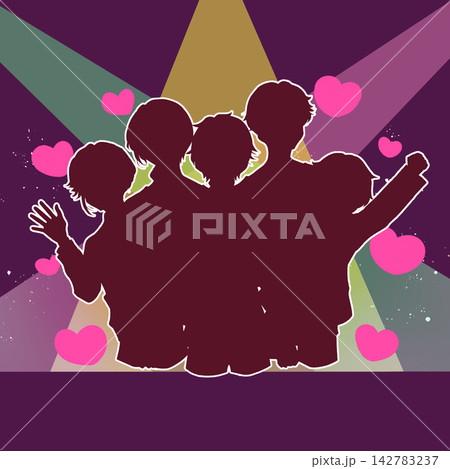 アイドルグループ 5人組 ライト シルエット ハートマーク アイドルグループ 5人組 ライト シルエット ハートマーク 142783237