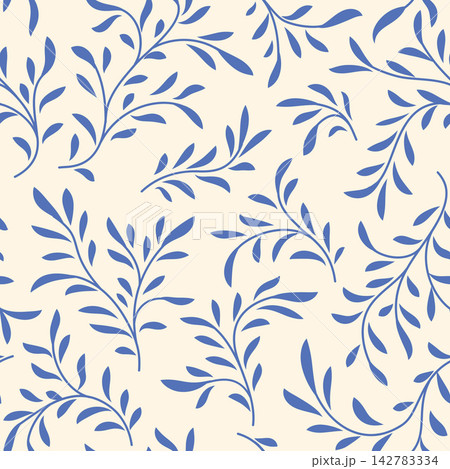 Winter flourish leaf pattern. Branch with leaves seamless blue snowy texture. Christmas garden nature textured floral background Winter flourish leaf pattern. Branch with leaves seamless blue snowy texture. Christmas garden nature textured floral background 142783334